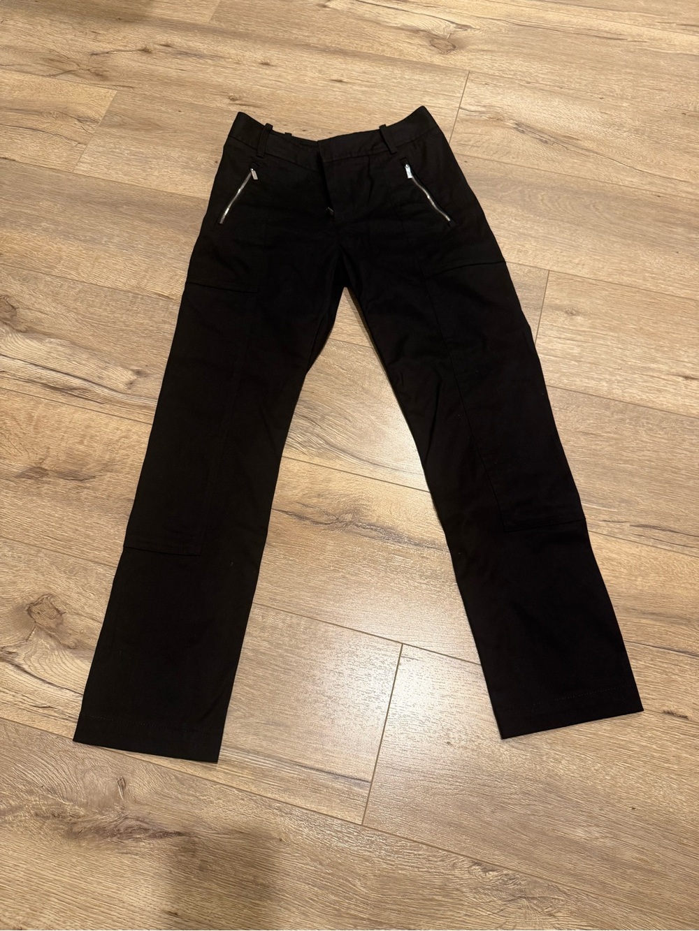 Ralph Lauren Black Cargo Pants with Silver Zippers